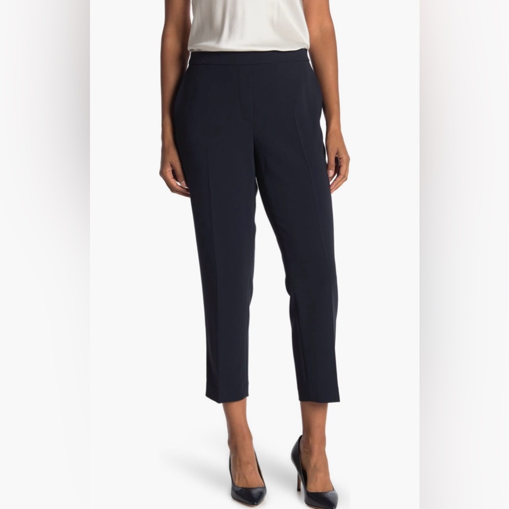 Theory Treeca Pull-On Crepe Trousers in Nocturne Navy (Size 4)